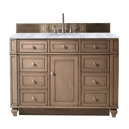 James Martin Vanities Bristol 48in Single Vanity, Whitewashed Walnut w/ 3 CM Carrara Marble Top 157-V48-WW-3CAR